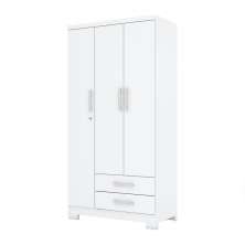Guarda-Roupa Solteiro Miami Flex 3 Portas 2 Gavetas Branco e Rosa Chá