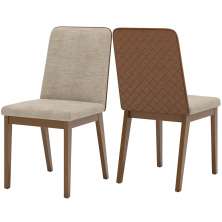 Kit 2 Cadeiras Estofadas Pietra Corano Caramelo Suede Creme Henn
