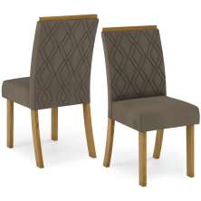 Kit 2 Cadeiras Estofadas Sala De Jantar Vita Suede Bege Henn
