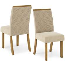 Kit 2 Cadeiras Estofadas Sala De Jantar Vita Suede Linho Henn