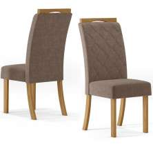 Kit 2 Cadeiras Sala De Jantar Bella Suede Marrom Amendoa Henn