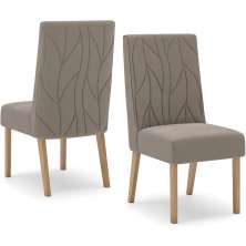 Kit 2 Cadeiras Sala De Jantar Eloa Suede Marrom Amendoa Henn
