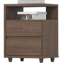 Mesa De Cabeceira 2 Gavetas 48 cm Campeche Castanho Henn