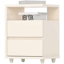 Mesa De Cabeceira 2 Gavetas 48 cm Campeche Off White Henn
