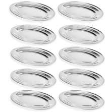 Kit 10 Travessas de Inox 25cm Oval para Servir Petiscos Saladas Porções Buffet Restaurante