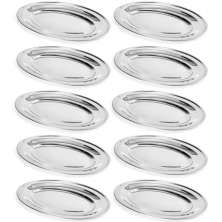 Kit 10 Travessas de Inox para Restaurante Bar Buffet 25cm Servir Petiscos Saladas Porções