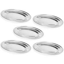 Kit 5 Baixelas de Inox 25cm para Buffet Bar Restaurante Petiscos Saladas Aperitivos Porções