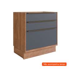 Balcão de Cozinha Ten 3 Gavetas Freijó e Grafito 80 cm