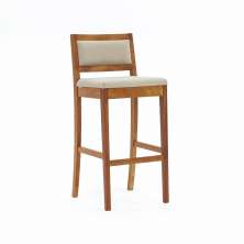 Banqueta Bonina Linho Creme e Imbuia
