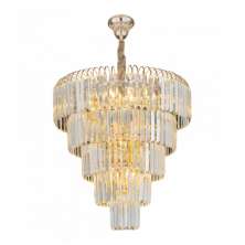 Lustre Versailles Cristal + Metal Champanhe E Dourado H/12 Hevvy