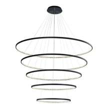 Pendente Led Milano Black Com 5 Anéis - Hevvy