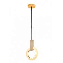 Pendente Led Olson 3000K 8W Bivolt Gold Amadeirado - Hevvy