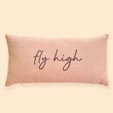 Capa de Almofada Retangular Linho Frase "Fly High" - Home Cartoon