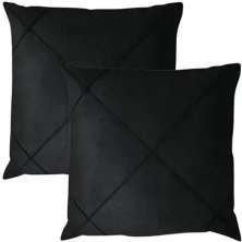 Kit 2 Capa de Almofada Suede Aveludada Drapeada 45x45cm Preto
