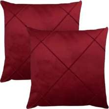 Kit 2 Capa de Almofada Suede Aveludada Drapeada 45x45cm Vinho