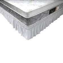 Saia Box Casal com 2 Elásticos e Babado 138x188x38cm Branco