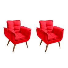 Conjunto com 2 Poltronas Opalla Vermelho