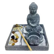 Zen Garden Decorativo com Cachepot Buddha Cinza 14,5 cm