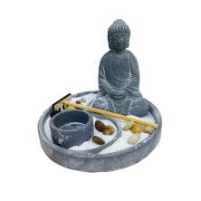 Zen Garden Decorativo com Cachepot Buddha Cinza 15,5 cm