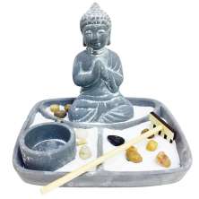 Zen Garden Decorativo com Cachepot Buddha Cinza 16,3 cm