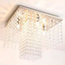  Lustre Luminária Elisabeth de Acrílico para 4 Lâmpadas Halopin G9 de LED 30x30cm
