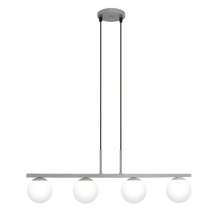  Pendente Jabuti na Cor Prata com Globos Branco Fosco para 4 Lâmpadas G9 de LED