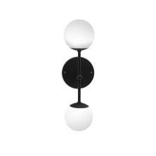 Luminária de Parede Interna Arandela Double Jabuti cor Preta com Globos Brancos Bivolt