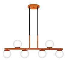 Luminária de Teto Pendente Jabuti UP Cobre com Globos Brancos para 6 Lâmpadas G9 de LED