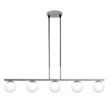 Pendente Jabuti Five na Cor Prata com Globos Brancos Fosco para 5 Lâmpadas G9 de LED