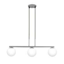 Pendente Jabuti Triplo na Cor Prata com Globos Brancos Fosco para 3 Lâmpadas G9 de LED