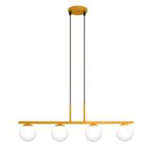 Pendente Jabuti na Cor Dourado Fosco com Globos Branco Fosco para 4 Lâmpadas G9 de LED