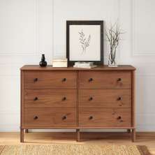 Cômoda para Quarto Madeira 6 Gavetas Moderna Apoana Castanho