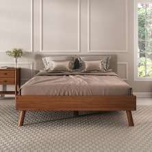 Cama Casal De Madeira Escandinava Futon Pés Inclinados Castanho Karri