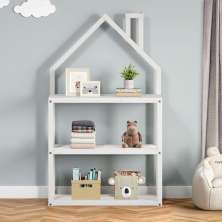 Estante Multiuso Infantil Branco 3 Prateleiras Madeira Montessori Lenise