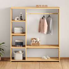 Guarda Roupa Closet Infantil Madeira com Cabideiro e 4 Nichos Rafael Natural