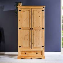 Guarda Roupa Madeira 2 Portas 1 Gaveta Armário Rustico