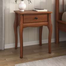 Mesa de Cabeceira Classica Pés Cabriolet 1 Gaveta  Castanho Leone