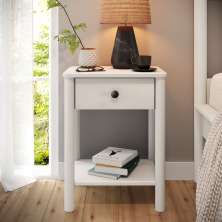 Mesinha de Cabeceira Quarto Madeira 1 Gaveta Moderna Apoana Branco