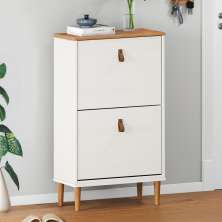 Sapateira Compacta Vertical 2 Portas Madeira 12 Pares Branco Freijó Mikka