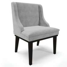 Cadeira Estofada para Sala de Jantar Base Fixa de Madeira Preto Lia Suede Cinza - Ibiza
