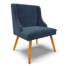 Cadeira Estofada para Sala de Jantar Pés Palito Lia Suede Azul Marinho - Ibiza