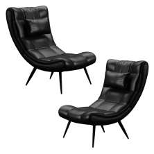 Kit 2 Poltronas Decorativas Para Sala de Estar com Almofada e Pés Palito Lord Facto Preto - Ibiza