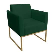 Poltrona Decorativa Base Industrial Dourada Maressa S23 Suede Verde - Ibiza