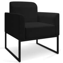 Poltrona Decorativa Base Industrial Preto Maressa A79 Linho Preto - Ibiza