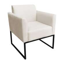 Poltrona Decorativa Base Industrial Preto Maressa S03 Suede Bege - Ibiza