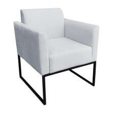 Poltrona Decorativa Base Industrial Preto Maressa S10 Suede Cinza - Ibiza