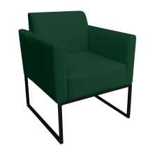 Poltrona Decorativa Base Industrial Preto Maressa S23 Suede Verde - Ibiza
