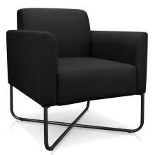 Poltrona Decorativa Base Industrial X Preta Maressa S07 Suede Preto - Ibiza
