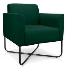 Poltrona Decorativa Base Industrial X Preta Maressa S23 Suede Verde - Ibiza
