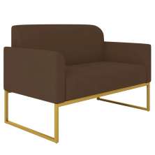Poltrona Namoradeira 2 Lugares Base Industrial Dourada Maressa S06 Suede Marrom - Ibiza